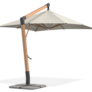 Scandipro Ultra SA terrassparasoll med sidostång, beige dukkatolla ja puisella mastolla neliön
